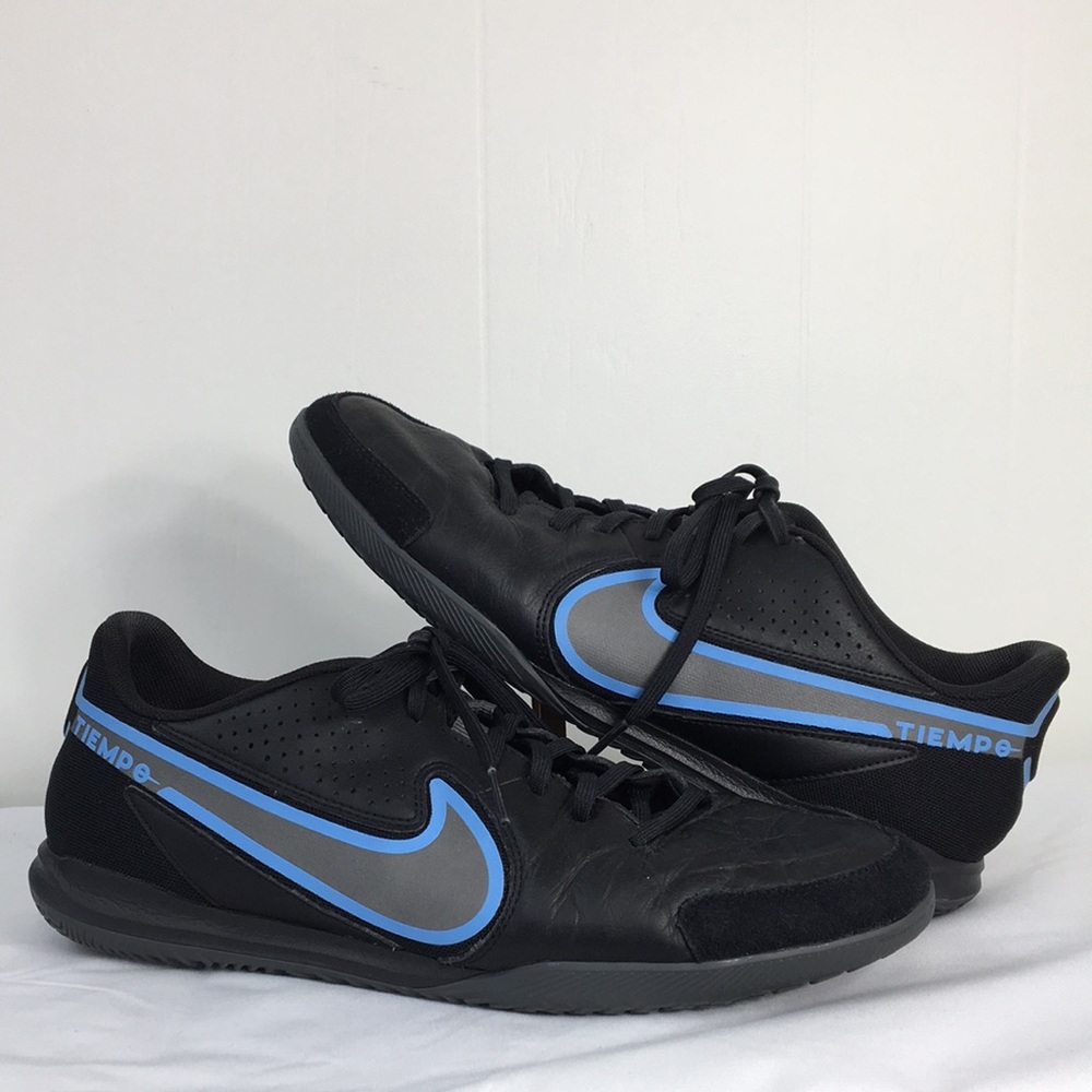 Nike Black Blue Grey Tiempo Indoor Soccer Shoes